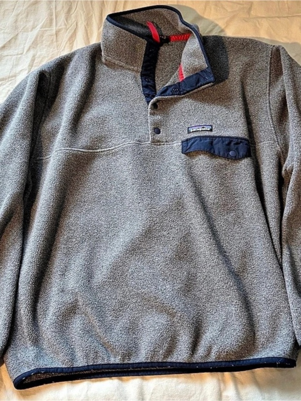 Patagonia Lightweight Synchilla Snap-T Fleece Pullover Gray & Blue Medium